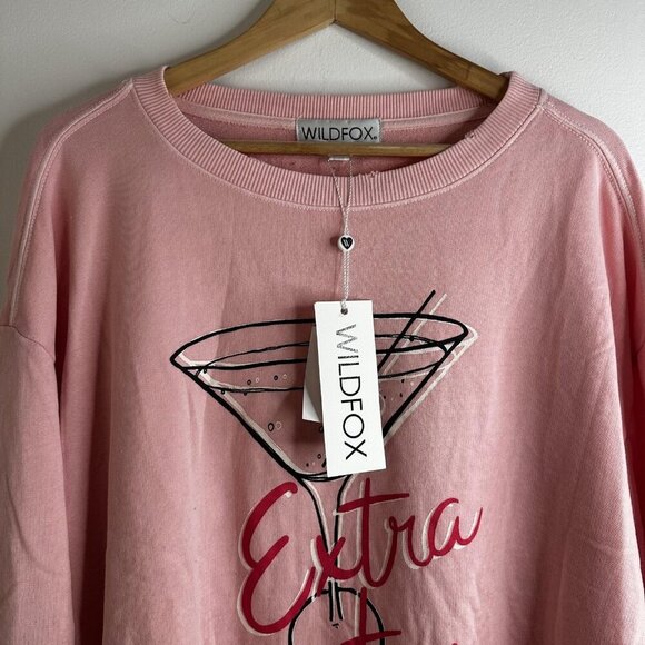 Wildfox Sweatshirt Womens Medium Pink Extra Dirty Martini Graphic Pullover Top - Picture 2 of 14